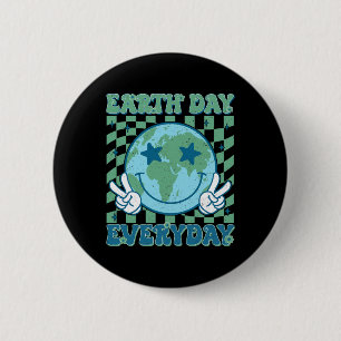 Happy Earth Day 2025 Retro Groovy Earth Day Everyd Button