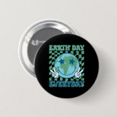 Happy Earth Day 2025 Retro Groovy Earth Day Everyd Button (Vorne & Hinten)