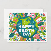 Happy Earth Day Blume Feiertagspostkarte (Vorne/Hinten)