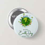 Happy Earth Day Button (Vorne & Hinten)