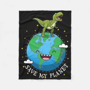 Happy Earth Day Dinosaur T-rex Kinder Junge Rettet Fleecedecke