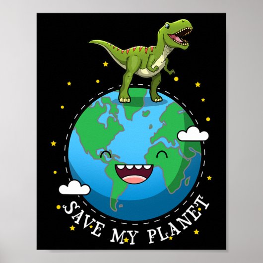 Happy Earth Day Dinosaur T-rex Kinder Junge Rettet Poster (Vorne)