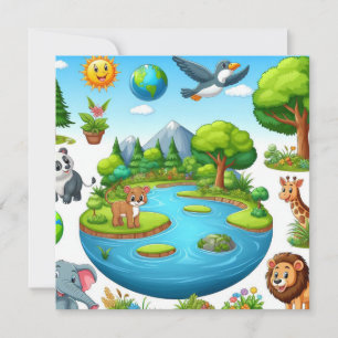 Happy Earth Day - Globe Green Tree Water Continent Feiertagskarte