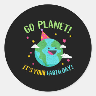 Happy Earth Day Go Planet Funny Science Teacher Re Runder Aufkleber
