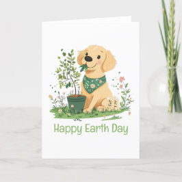 Happy Earth Day Golden Retriever Hundegarten Feiertagskarte