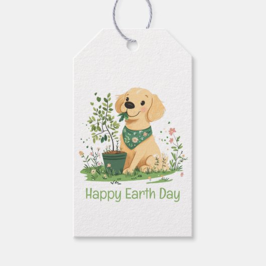 Happy Earth Day Golden Retriever Hundegarten Geschenkanhänger (Vorderseite)