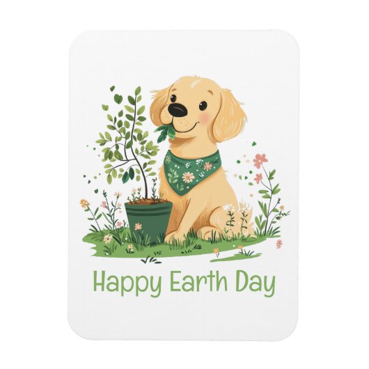 Happy Earth Day Golden Retriever Hundegarten Magnet (Vertikal)