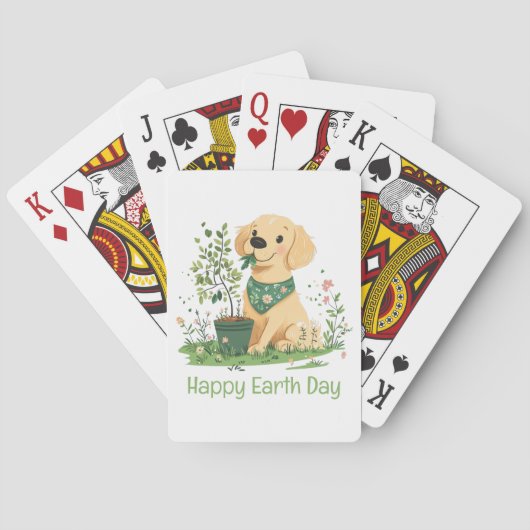 Happy Earth Day Golden Retriever Hundegarten Spielkarten (Rückseite)