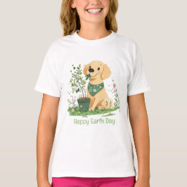 Happy Earth Day Golden Retriever Hundegarten T-Shirt