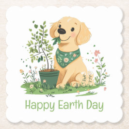 Happy Earth Day Golden Retriever Hundegarten Untersetzer