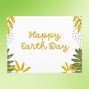 Happy Earth Day Green and Gold Floral Feiertagspostkarte