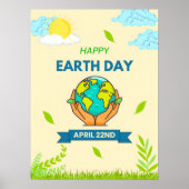 Happy Earth Day Hands Holding Globe 22. April Poster (Vorne)