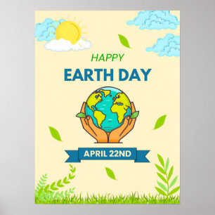 Happy Earth Day Hands Holding Globe 22. April Poster