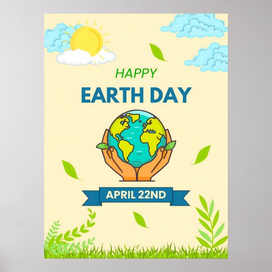 Happy Earth Day Hands Holding Globe 22. April Poster (Vorne)