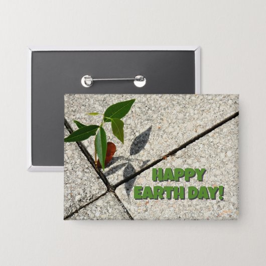 Happy Earth Day Maple Tree Seedling Button (Vorderseite/Rückseite)