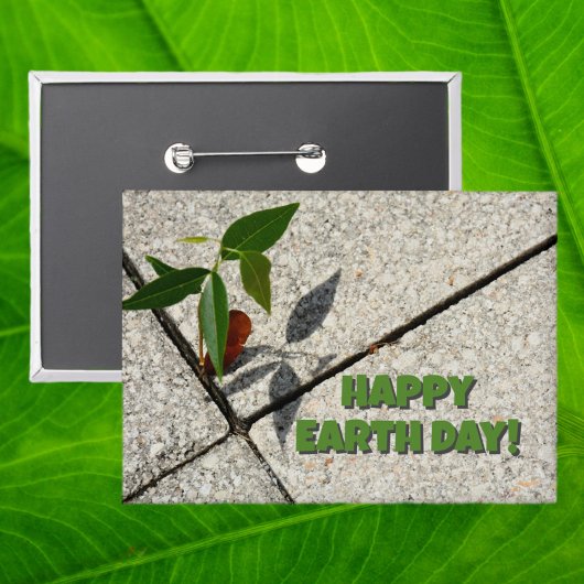 Happy Earth Day Maple Tree Seedling Button