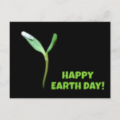 Happy Earth Day New Growth Seedling Black Postkarte (Vorderseite)