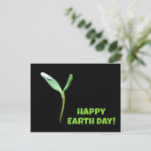 Happy Earth Day New Growth Seedling Black Postkarte (Stehend Vorderseite)