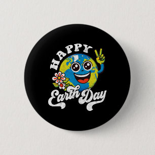Happy Earth Day Niedlich Peace Sign Blume Button