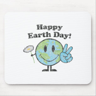 Happy Earth Day Niedlich Peace Sign Blume erschütt Mousepad