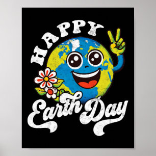 Happy Earth Day Niedlich Peace Sign Blume Poster