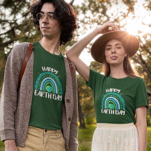 Happy Earth Day Planet mit Regenbogen T-Shirt