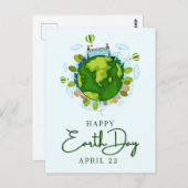 Happy Earth Day Postkarte (Vorne/Hinten)