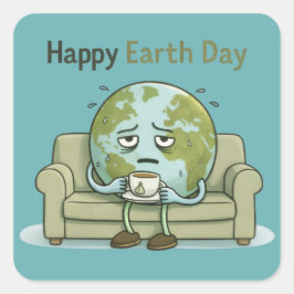 Happy Earth Day  Quadratischer Aufkleber