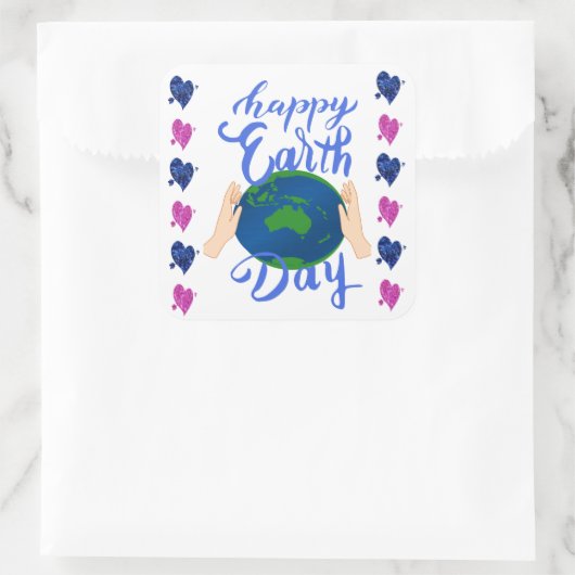 Happy Earth Day Quadratischer Aufkleber (Tasche)