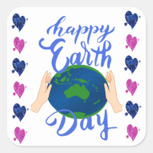 Happy Earth Day Quadratischer Aufkleber