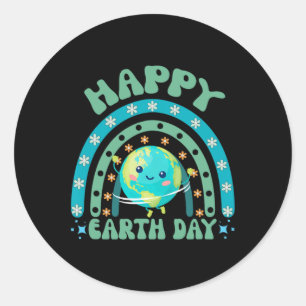 Happy Earth Day Rainbow Funny Earth Day Decoration Runder Aufkleber