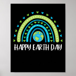Happy Earth Day Rainbow Niedlich Earth Day Girl Poster