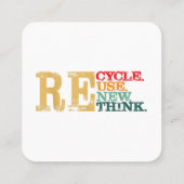Happy Earth Day Recycle Wiederverwendung - Die Erd Quadratische Visitenkarte (Rückseite)