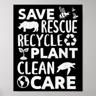 Happy Earth Day Rett Rescue Recycle Funny Science Poster