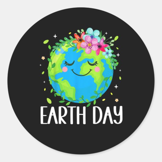Happy Earth Day Runder Aufkleber (Vorderseite)