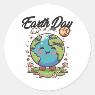 Happy Earth Day Runder Aufkleber
