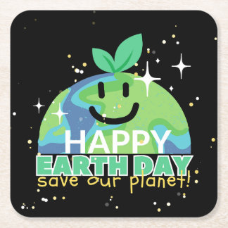 Happy Earth Day | Schalten Sie Ihr Licht aus| Desi Rechteckiger Pappuntersetzer