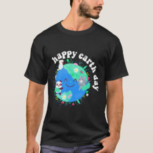 Happy Earth Day Shirt Niedliche Erde mit floraler 