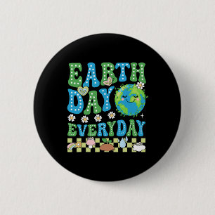 Happy Earth Day Shirt Niedliche Erde mit floraler Button