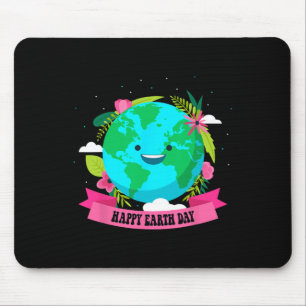 Happy Earth Day Shirt Niedliche Erde mit floraler  Mousepad