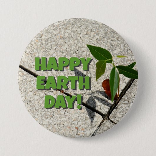 Happy Earth Day Tree nährt neues Wachstum Button (Vorderseite)