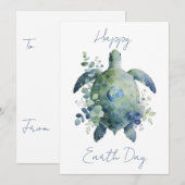 Happy Earth Day Turtle Design Feiertagskarte (Vorne/Hinten)