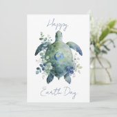 Happy Earth Day Turtle Design Feiertagskarte (Stehend Vorderseite)