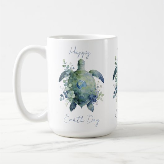 Happy Earth Day Turtle Design Kaffeetasse (Links)