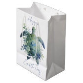 Happy Earth Day Turtle Design Mittlere Geschenktüte (Vorderseite Schrägansicht)