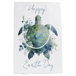Happy Earth Day Turtle Design Mittlere Geschenktüte