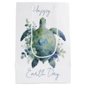 Happy Earth Day Turtle Design Mittlere Geschenktüte (Rückseite)