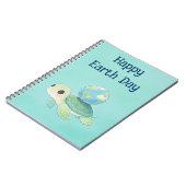 Happy Earth Day Turtle with Globe Notizblock (Linke Seite)