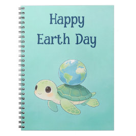 Happy Earth Day Turtle with Globe Notizblock