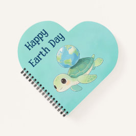 Happy Earth Day Turtle with Globe Notizblock